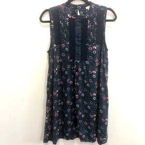 Hinge Sleeveless Floral‎ Boho Shift Dress Medium Whimsygoth Goth Romantic
